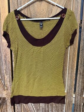 Windsor Yellow and Brown Knit Top